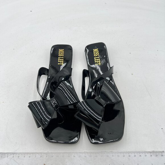 Miss Left Women Versatile Open Square Toe Flip Flops Double Bowknots Slip On Tho - Picture 2 of 7